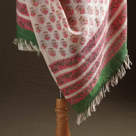 Floral Sanganeri Print Pure Merino Wool Handwoven Shawl 20