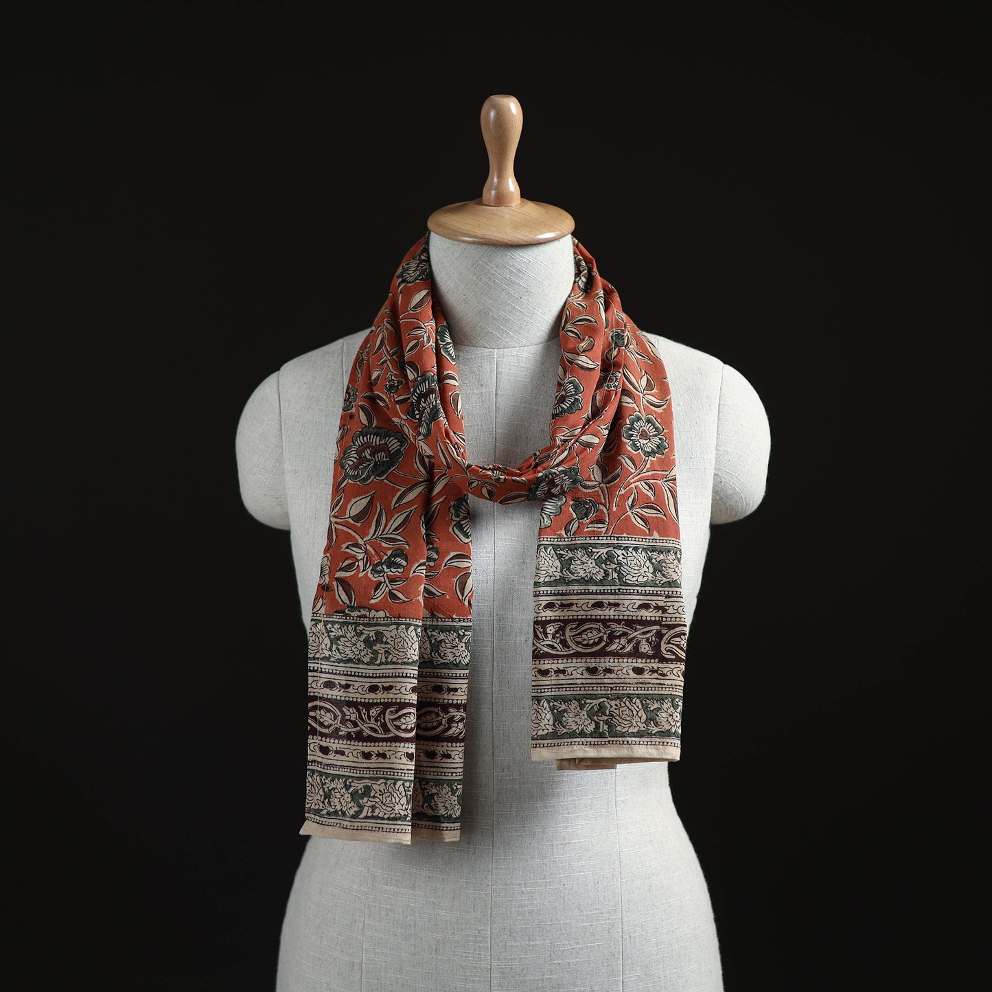 Pedana Block Print Natural Dyed Cotton Kalamkari Stole 41