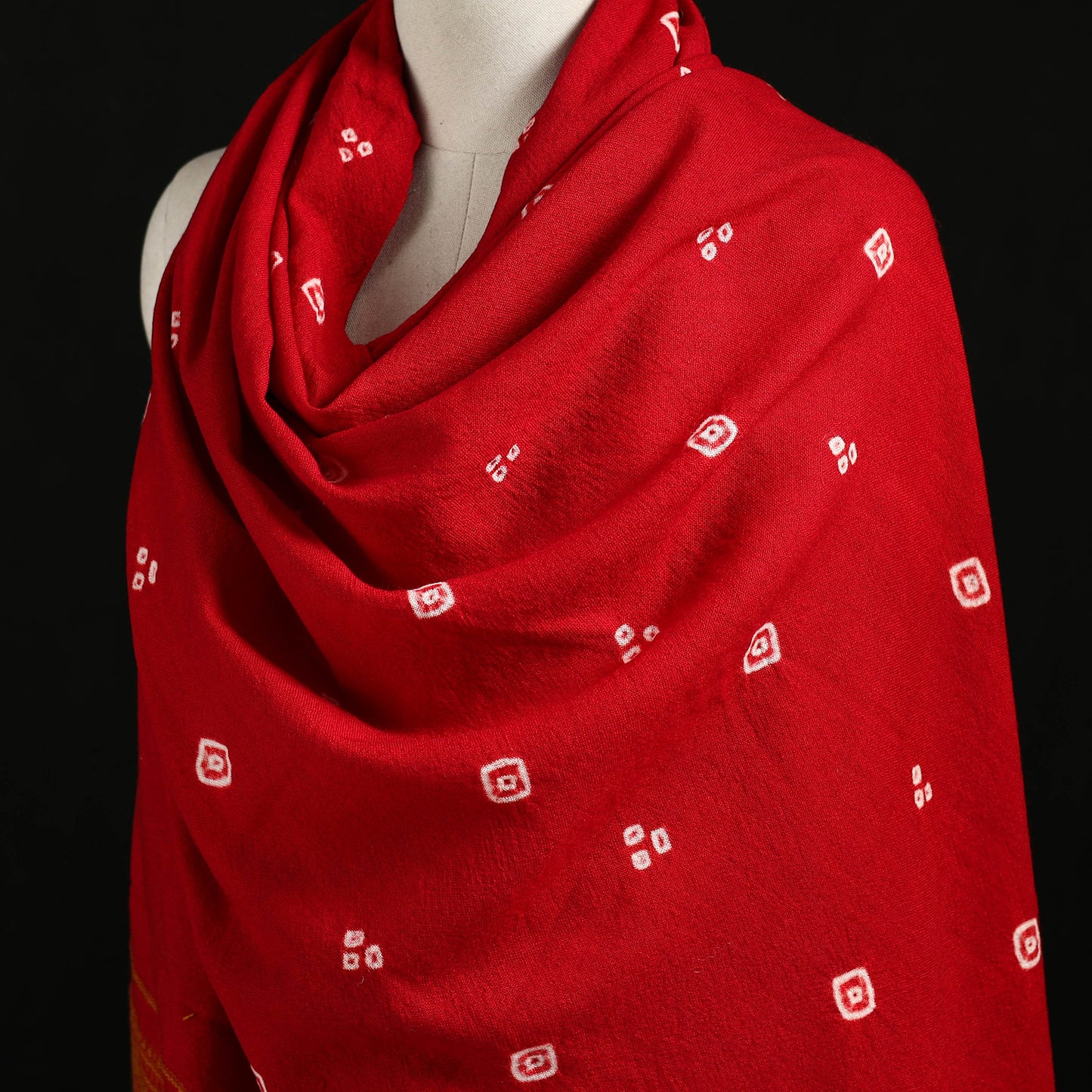 Kutch Handwoven Bandhani Merino Wool Shawl 22