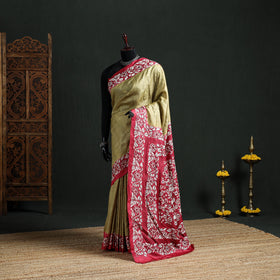 Pure Tussar Silk Handloom Bengal Full Kantha Hand Embroidered Saree 06