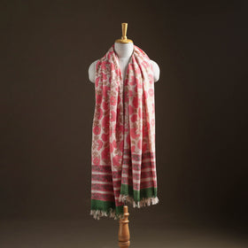 Floral Sanganeri Print Pure Merino Wool Handwoven Shawl 21