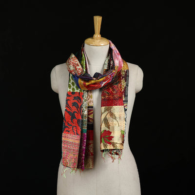 Bengal Kantha Handwork Patchwork Reversible Silk Stole 309