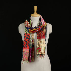 Bengal Kantha Handwork Patchwork Reversible Silk Stole 309