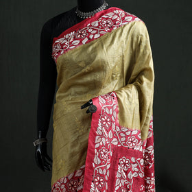 Pure Tussar Silk Handloom Bengal Full Kantha Hand Embroidered Saree 06