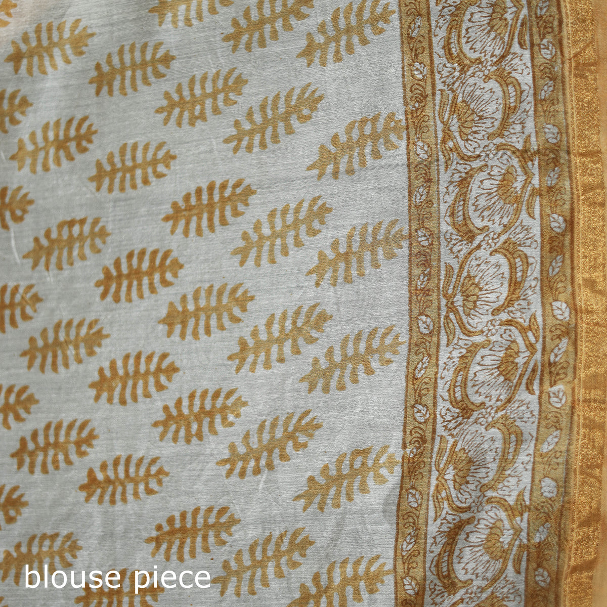 Floral Hand Block Print Mulberry Silk Sanganeri Saree 06