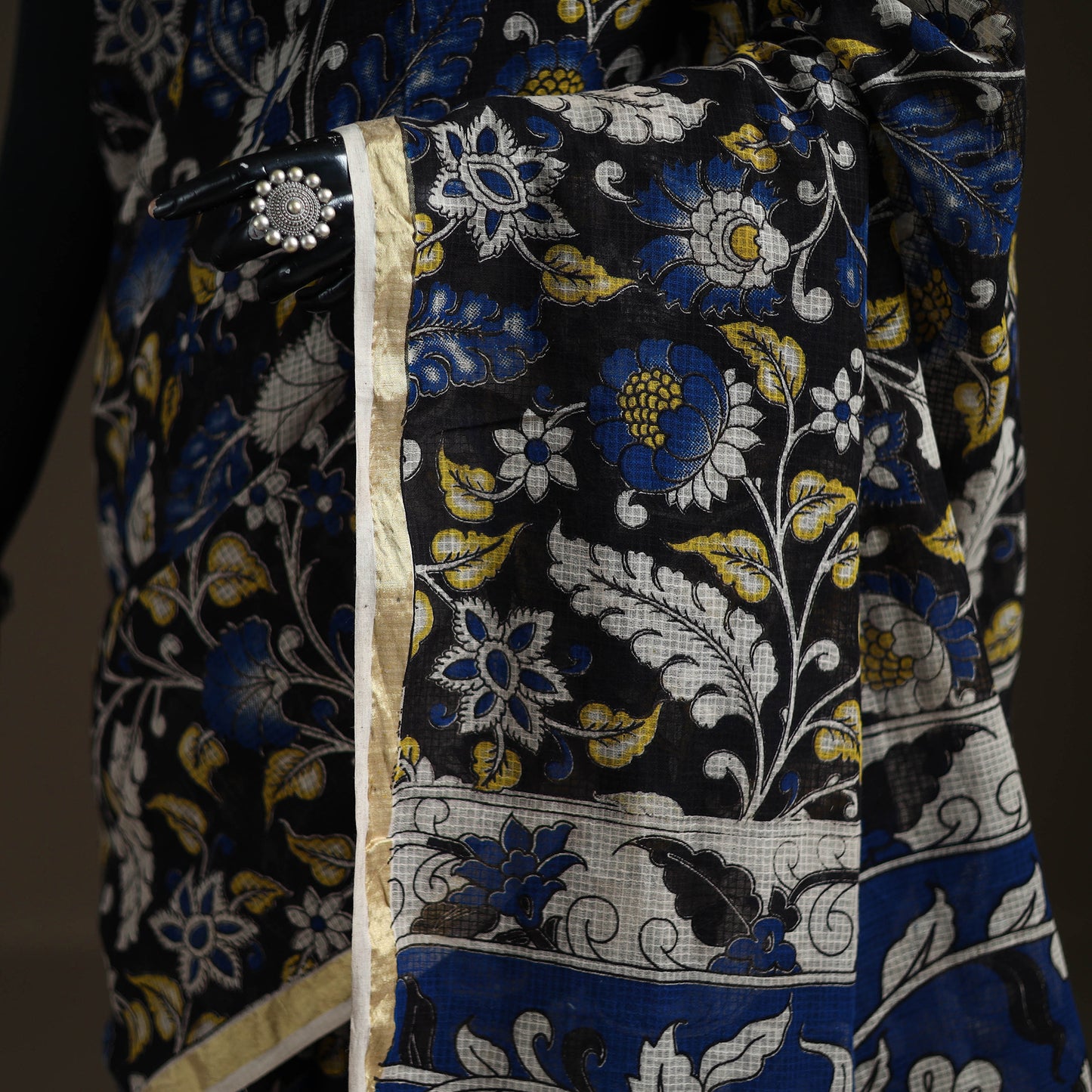 Kalamkari Printed Kota Doria Cotton Saree 17