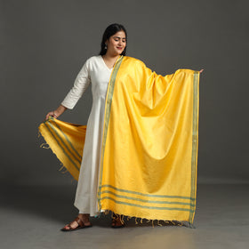 Yellow - vidarbha tussar cotton handloom dobby border