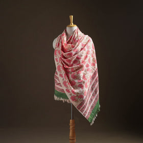 Floral Sanganeri Print Pure Merino Wool Handwoven Shawl 21