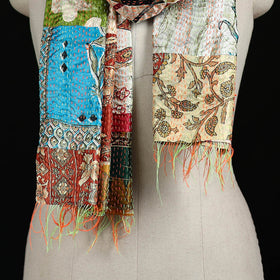 Bengal Kantha Handwork Patchwork Reversible Silk Stole 311