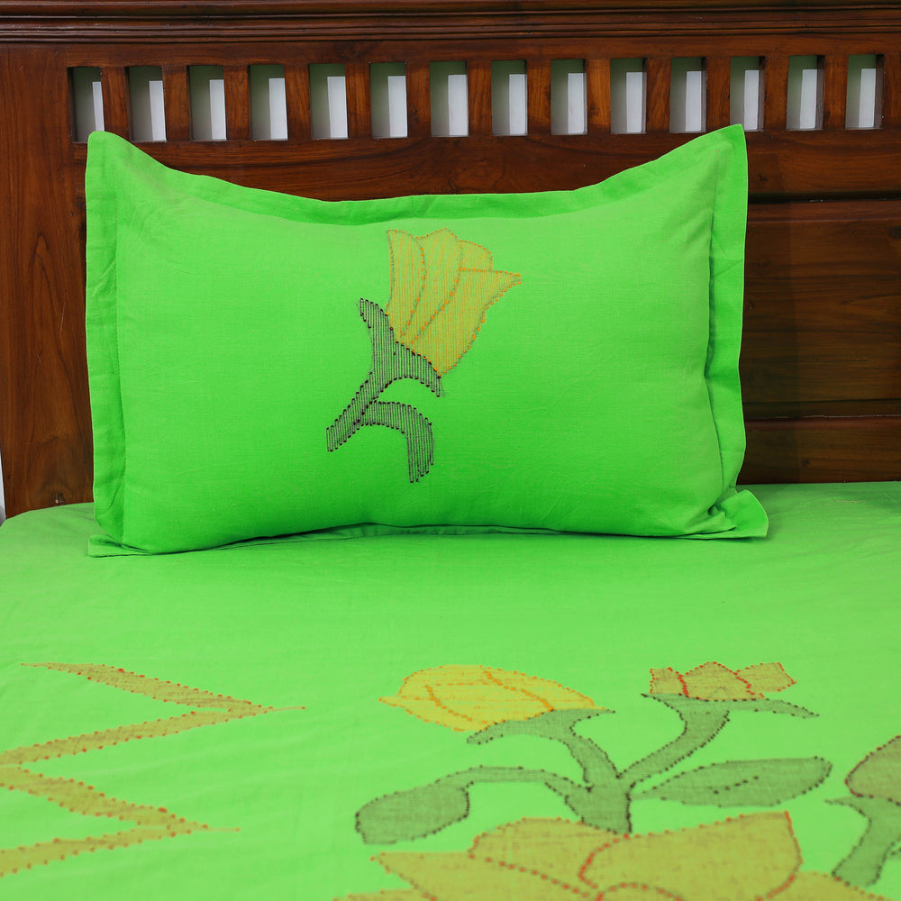 Moirangphee Manipuri Pure Handloom Cotton Double Bed Cover with Pillow Covers (108 x 90 in) 08