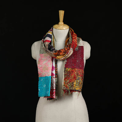 Bengal Kantha Handwork Patchwork Reversible Silk Stole 312