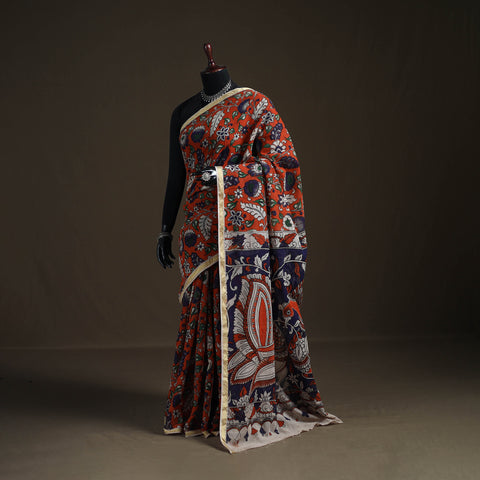 Kalamkari Printed Kota Doria Cotton Saree 18
