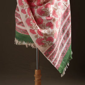 Floral Sanganeri Print Pure Merino Wool Handwoven Shawl 21