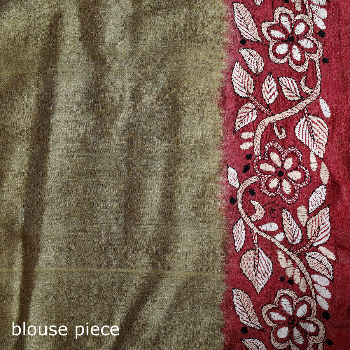 Pure Tussar Silk Handloom Bengal Full Kantha Hand Embroidered Saree 06