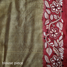 Pure Tussar Silk Handloom Bengal Full Kantha Hand Embroidered Saree 06