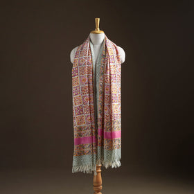 Floral Sanganeri Print Pure Merino Wool Handwoven Shawl 22