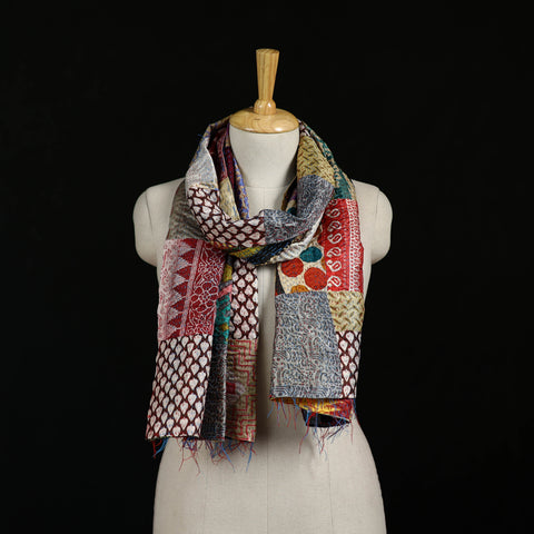Bengal Kantha Handwork Patchwork Reversible Silk Stole 314