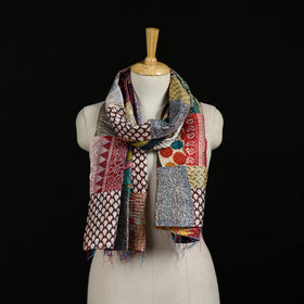 Bengal Kantha Handwork Patchwork Reversible Silk Stole 314