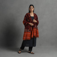 Handwoven Merino Wool Bandhani Shawl w/ Neran Embroidery 35