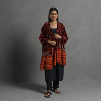 Handwoven Merino Wool Bandhani Shawl w/ Neran Embroidery 35