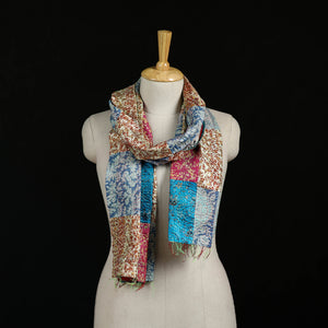 Bengal Kantha Handwork Patchwork Reversible Silk Stole 315