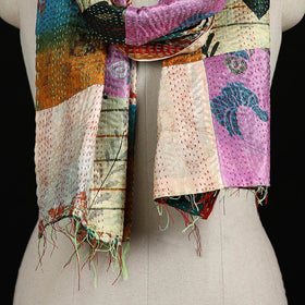 Bengal Kantha Handwork Patchwork Reversible Silk Stole 316