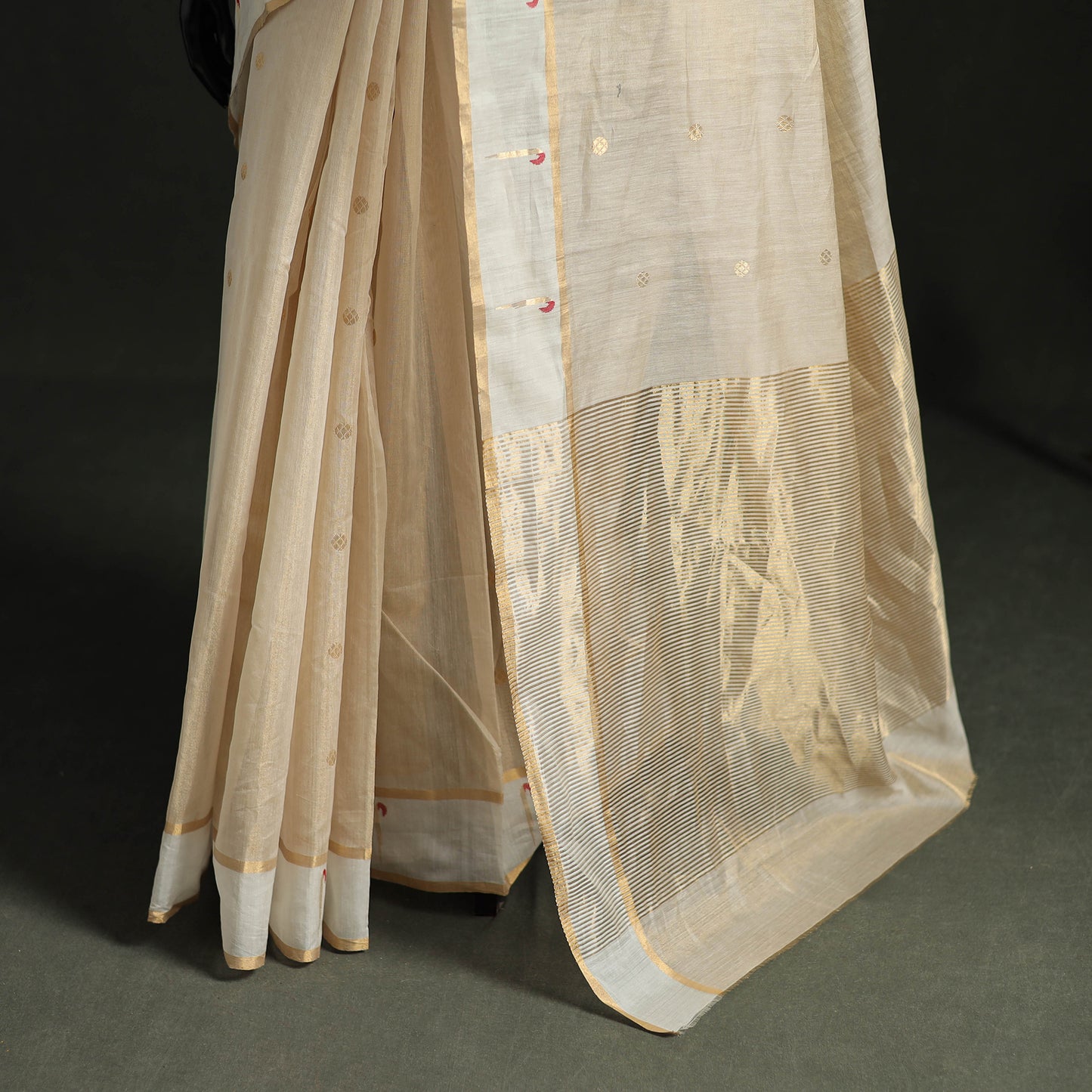 Handloom Cotton Tissue Zari Buti Chanderi Saree 02