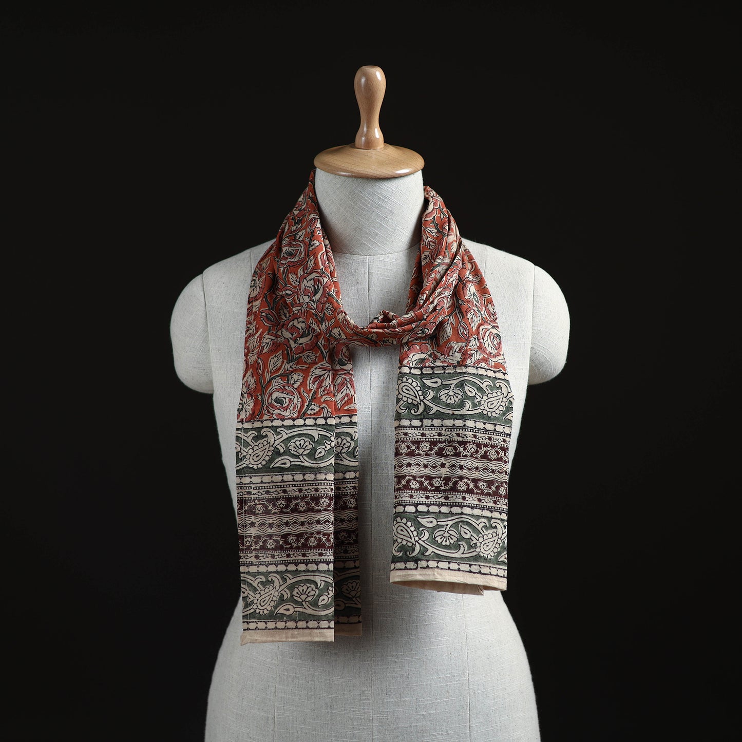 Pedana Block Print Natural Dyed Cotton Kalamkari Stole 48