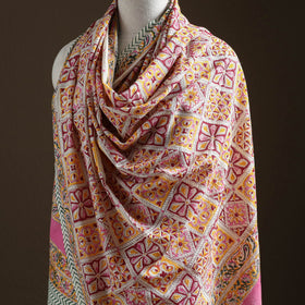 Floral Sanganeri Print Pure Merino Wool Handwoven Shawl 22