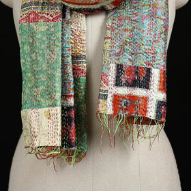 Bengal Kantha Handwork Patchwork Reversible Silk Stole 317