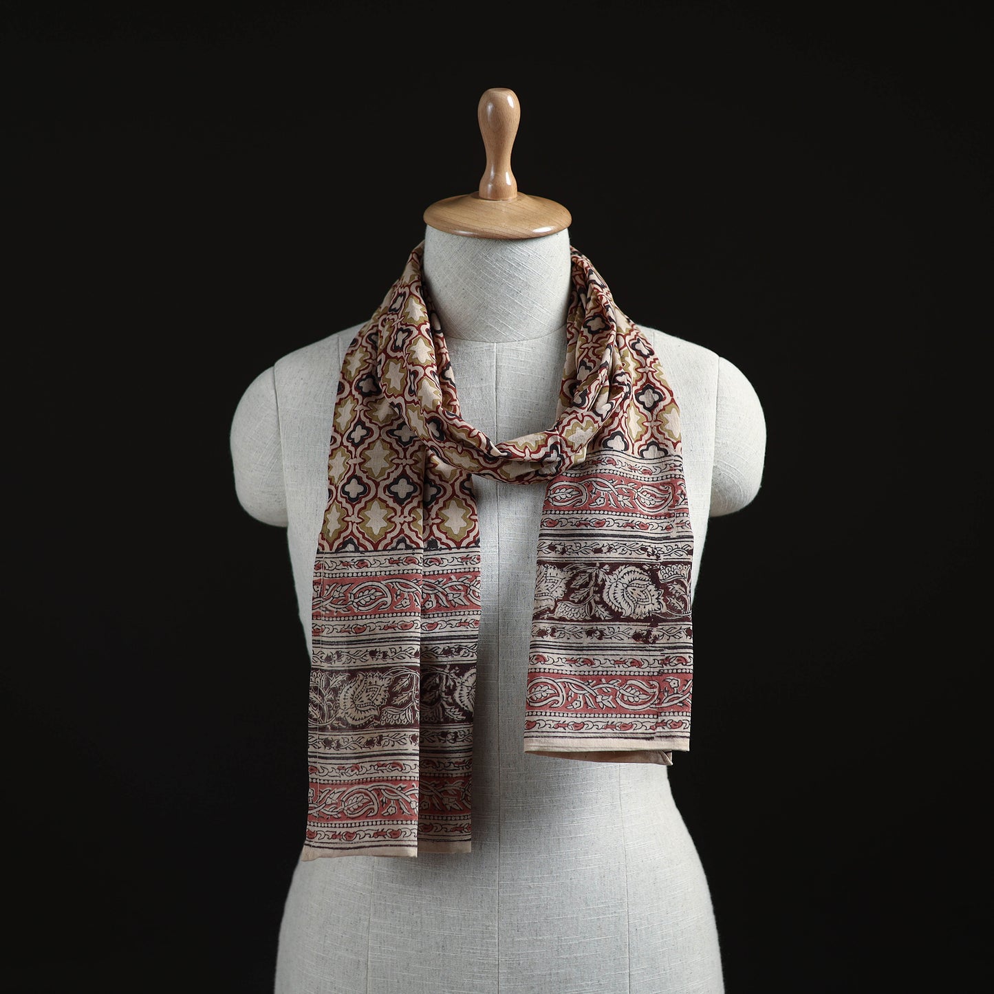 Pedana Block Print Natural Dyed Cotton Kalamkari Stole 49