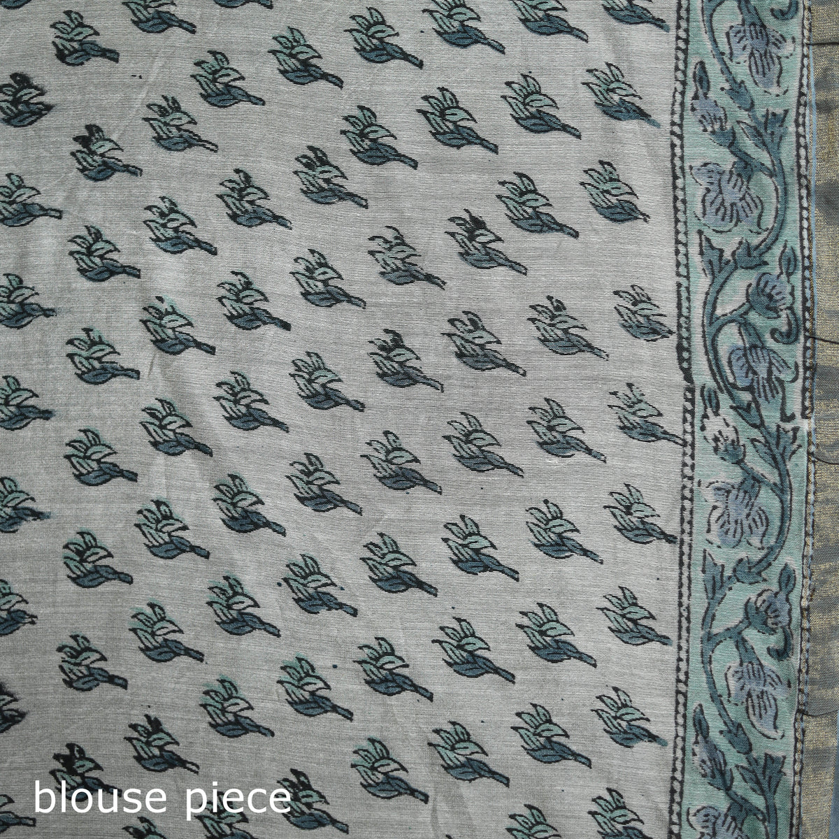 Floral Hand Block Print Mulberry Silk Sanganeri Saree 07
