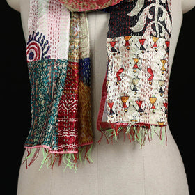 Bengal Kantha Handwork Patchwork Reversible Silk Stole 318