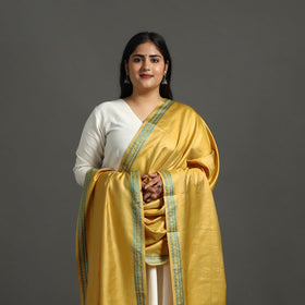 Yellow - vidarbha tussar cotton handloom dobby border