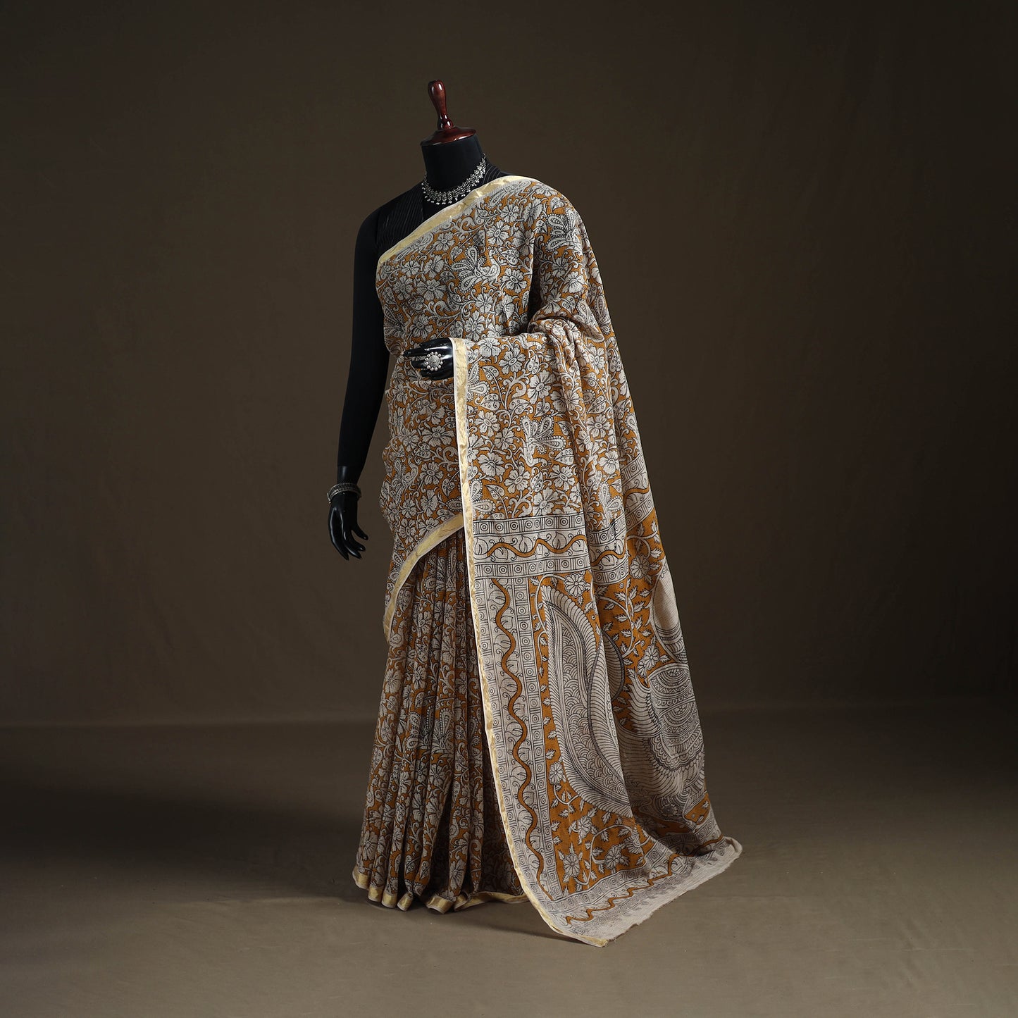 Kalamkari Printed Kota Doria Cotton Saree 19