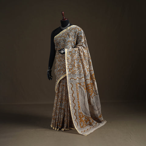 Kalamkari Printed Kota Doria Cotton Saree 19