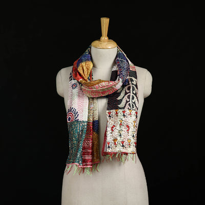 Bengal Kantha Handwork Patchwork Reversible Silk Stole 318