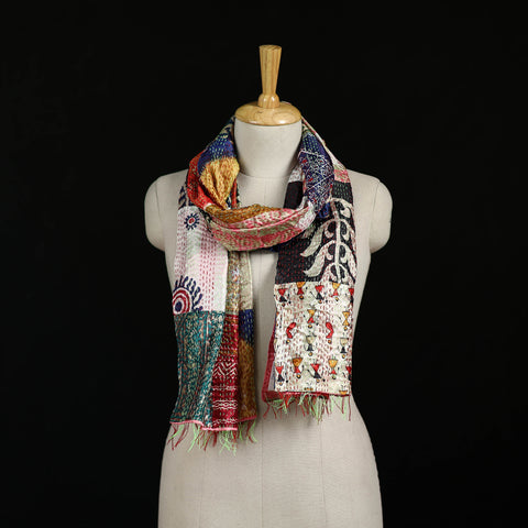 Bengal Kantha Handwork Patchwork Reversible Silk Stole 318