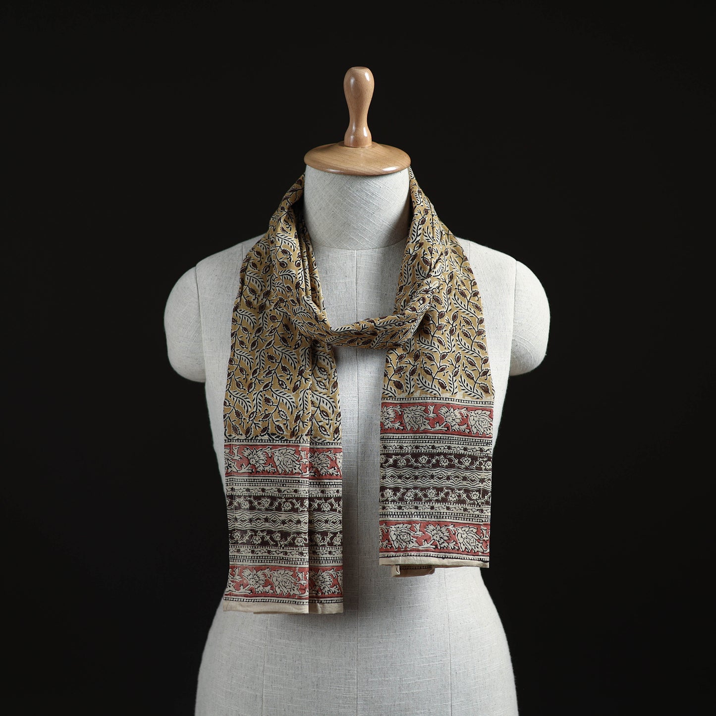 Pedana Block Print Natural Dyed Cotton Kalamkari Stole 50