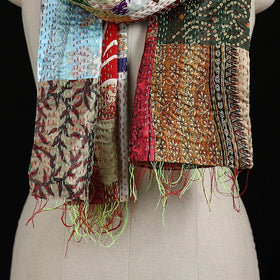 Bengal Kantha Handwork Patchwork Reversible Silk Stole 319
