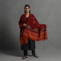 Handwoven Merino Wool Bandhani Shawl w/ Neran Embroidery 36