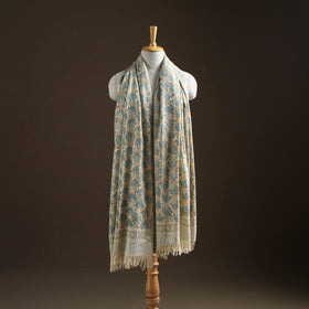 Floral Sanganeri Print Pure Merino Wool Handwoven Shawl 23