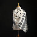 White - Handspun Handwoven Pure Eri Silk Aari Hand Embroidered Shawl of Assam 06