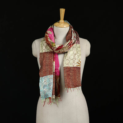 Bengal Kantha Handwork Patchwork Reversible Silk Stole 320