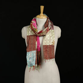Bengal Kantha Handwork Patchwork Reversible Silk Stole 320