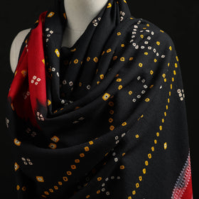 Kutch Handwoven Bandhani Tie-Dye Merino Wool Shawl 34