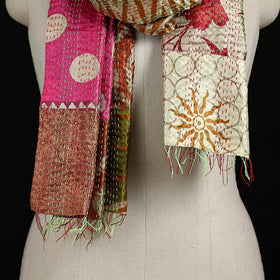 Bengal Kantha Handwork Patchwork Reversible Silk Stole 321