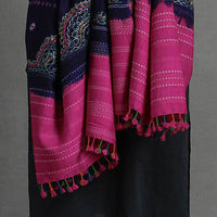 Handwoven Merino Wool Bandhani Shawl w/ Neran Embroidery 37