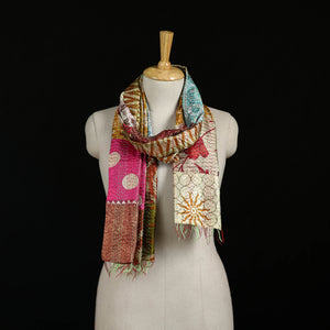 Bengal Kantha Handwork Patchwork Reversible Silk Stole 321
