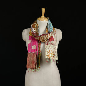 Bengal Kantha Handwork Patchwork Reversible Silk Stole 321
